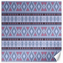 Fancy Tribal Border Pattern Blue Canvas 12  X 12  