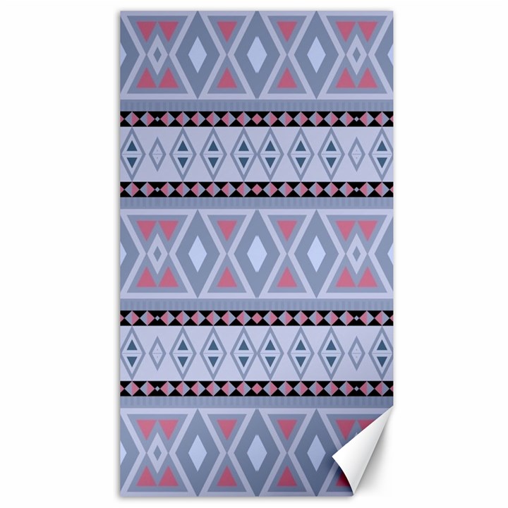 Fancy Tribal Border Pattern Blue Canvas 40  x 72  