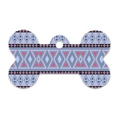 Fancy Tribal Border Pattern Blue Dog Tag Bone (one Side) by ImpressiveMoments