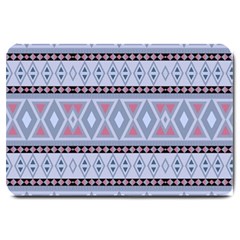 Fancy Tribal Border Pattern Blue Large Doormat 