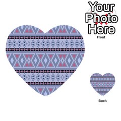 Fancy Tribal Border Pattern Blue Multi-purpose Cards (heart)  by ImpressiveMoments