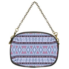 Fancy Tribal Border Pattern Blue Chain Purses (two Sides) 