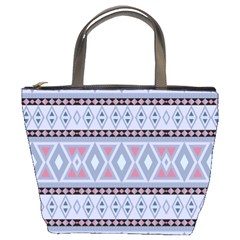 Fancy Tribal Border Pattern Blue Bucket Bags