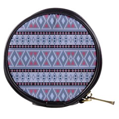 Fancy Tribal Border Pattern Blue Mini Makeup Bags