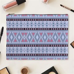 Fancy Tribal Border Pattern Blue Cosmetic Bag (xl)