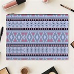 Fancy Tribal Border Pattern Blue Cosmetic Bag (XL) Front