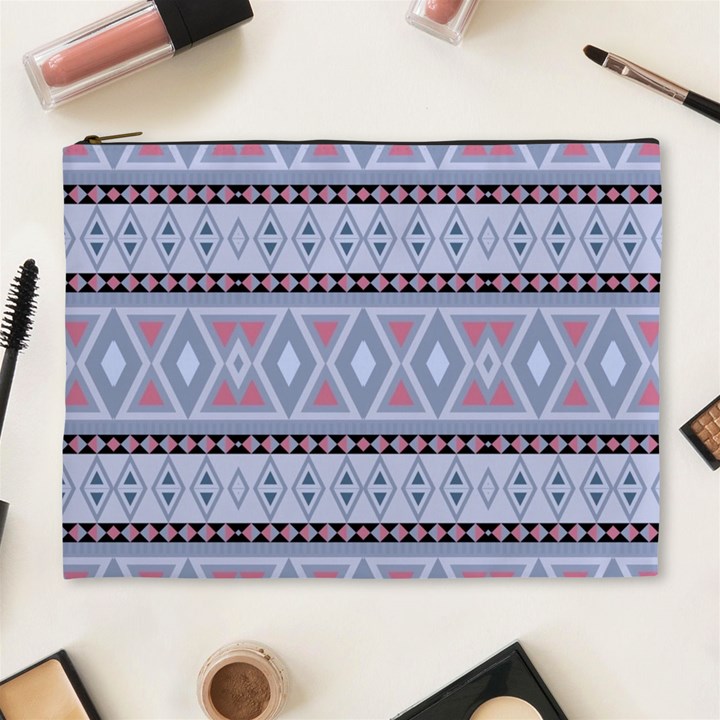 Fancy Tribal Border Pattern Blue Cosmetic Bag (XL)