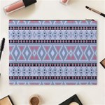 Fancy Tribal Border Pattern Blue Cosmetic Bag (XL) Back