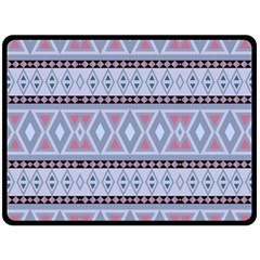 Fancy Tribal Border Pattern Blue Fleece Blanket (large) 