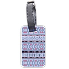 Fancy Tribal Border Pattern Blue Luggage Tags (one Side)  by ImpressiveMoments