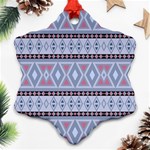 Fancy Tribal Border Pattern Blue Ornament (Snowflake)  Front