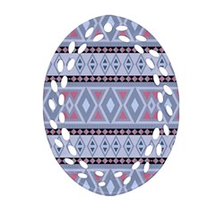 Fancy Tribal Border Pattern Blue Ornament (oval Filigree) 