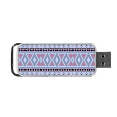 Fancy Tribal Border Pattern Blue Portable Usb Flash (one Side)