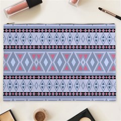 Fancy Tribal Border Pattern Blue Cosmetic Bag (xxl) 