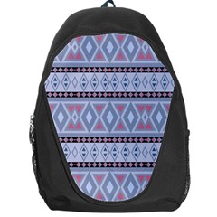 Fancy Tribal Border Pattern Blue Backpack Bag