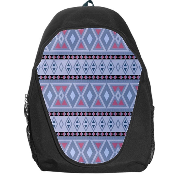 Fancy Tribal Border Pattern Blue Backpack Bag