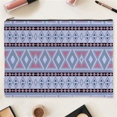 Fancy Tribal Border Pattern Blue Cosmetic Bag (xxxl) 