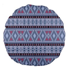 Fancy Tribal Border Pattern Blue Large 18  Premium Round Cushions by ImpressiveMoments