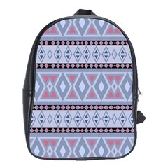 Fancy Tribal Border Pattern Blue School Bags (xl) 