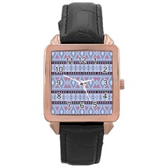 Fancy Tribal Border Pattern Blue Rose Gold Watches