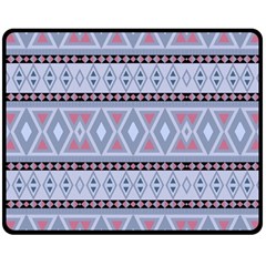 Fancy Tribal Border Pattern Blue Double Sided Fleece Blanket (medium)  by ImpressiveMoments