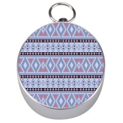 Fancy Tribal Border Pattern Blue Silver Compasses