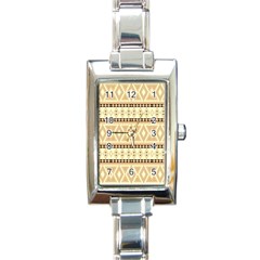 Fancy Tribal Border Pattern Beige Rectangle Italian Charm Watches