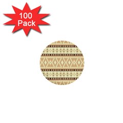 Fancy Tribal Border Pattern Beige 1  Mini Buttons (100 Pack) 