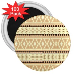 Fancy Tribal Border Pattern Beige 3  Magnets (100 Pack)