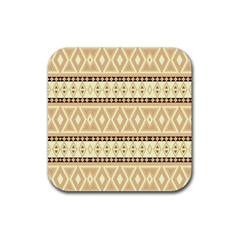 Fancy Tribal Border Pattern Beige Rubber Coaster (square) 