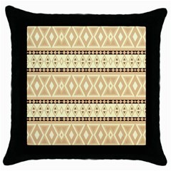 Fancy Tribal Border Pattern Beige Throw Pillow Cases (black)