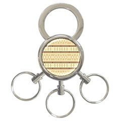 Fancy Tribal Border Pattern Beige 3-ring Key Chains