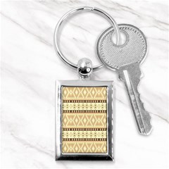 Fancy Tribal Border Pattern Beige Key Chains (rectangle) 