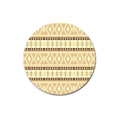 Fancy Tribal Border Pattern Beige Magnet 3  (round)