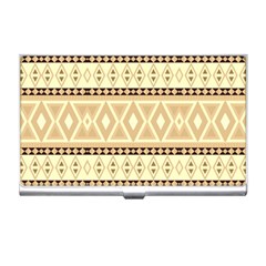 Fancy Tribal Border Pattern Beige Business Card Holders by ImpressiveMoments