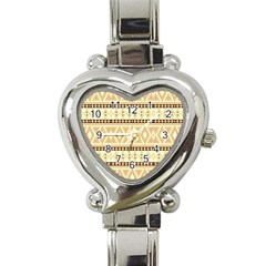 Fancy Tribal Border Pattern Beige Heart Italian Charm Watch