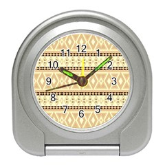 Fancy Tribal Border Pattern Beige Travel Alarm Clocks