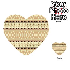 Fancy Tribal Border Pattern Beige Multi-purpose Cards (heart)  by ImpressiveMoments