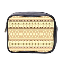 Fancy Tribal Border Pattern Beige Mini Toiletries Bag 2-side