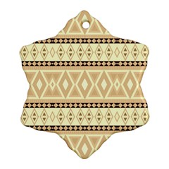 Fancy Tribal Border Pattern Beige Snowflake Ornament (2-side) by ImpressiveMoments