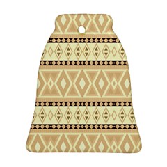 Fancy Tribal Border Pattern Beige Bell Ornament (2 Sides) by ImpressiveMoments