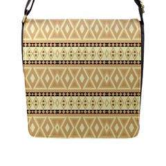 Fancy Tribal Border Pattern Beige Flap Messenger Bag (l) 