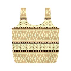 Fancy Tribal Border Pattern Beige Full Print Recycle Bags (m) 