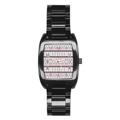 Fancy Tribal Border Pattern Soft Stainless Steel Barrel Watch