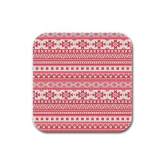 Fancy Tribal Borders Pink Rubber Square Coaster (4 Pack) 