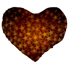 Gold Stars Large 19  Premium Flano Heart Shape Cushions