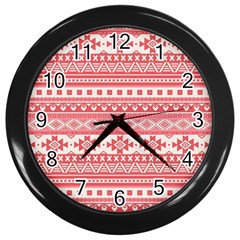 Fancy Tribal Borders Pink Wall Clocks (black)