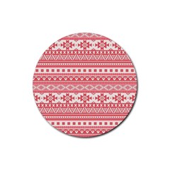 Fancy Tribal Borders Pink Rubber Coaster (round) 