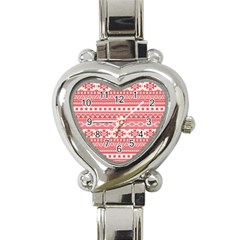 Fancy Tribal Borders Pink Heart Italian Charm Watch