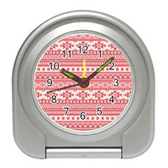 Fancy Tribal Borders Pink Travel Alarm Clocks